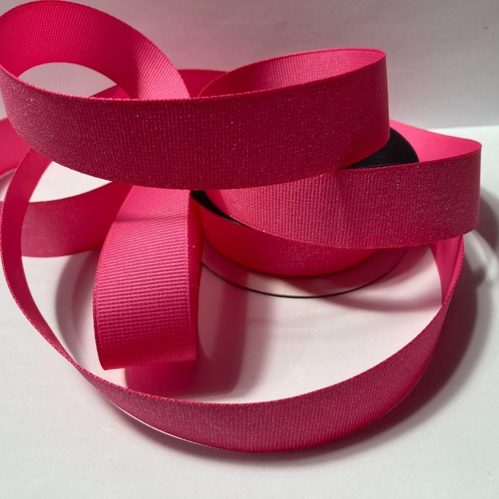 10 Rolls Pink Ribbed Glitter Ribbon 7/8" - Picture 9 of 15